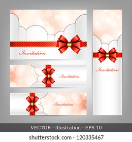 Set of card with ribbons. Vector Illustration.