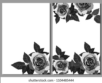 Set of card with roses. Vector decorative greeting card or invitation design background with flowers
