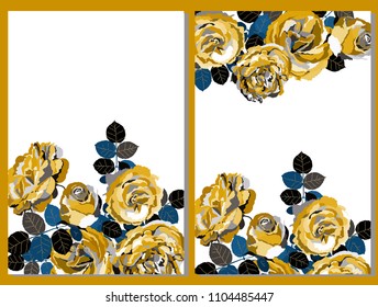 Set of card with roses. Vector decorative greeting card or invitation design background with flowers

