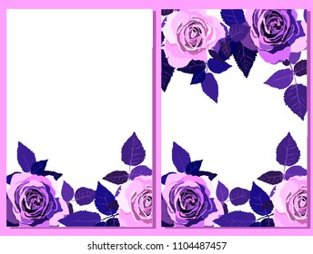 Set of card with roses. Vector decorative greeting card or invitation design background with flowers
