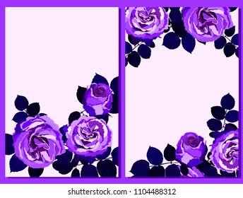 Set of card with roses. Vector decorative greeting card or invitation design background with flowers
