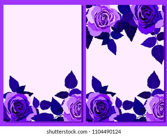 Set of card with roses. Vector decorative greeting card or invitation design background with flowers
