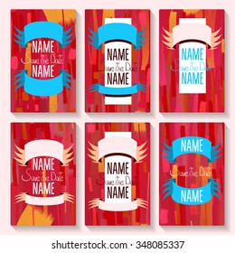 Set card Save The Date templates. For party, birthday cards, invitations.