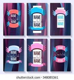 Set card Save The Date templates. For party, birthday cards, invitations.