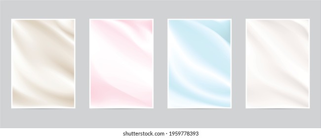 Set of card with silk background. 5x7 invitation card background template collection.Pink ,biege ,blue and gray fabric background.  Smooth and elegrant with light color satin background.