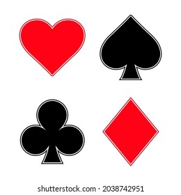 Set of card suits icon on white background.