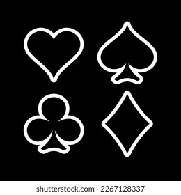 A set of card suits. A symbol of a deck of playing cards or gambling games (poker, bridge). Four card suits: spades, hearts, diamonds and clubs.