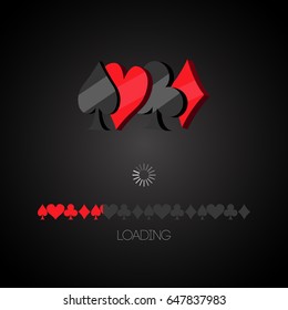 Set of card symbols and a loading bar, Vector illustration