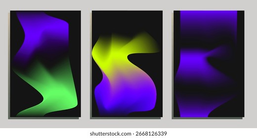 Set of card templates with abstract gradient background