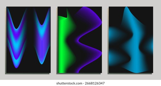 Set of card templates with abstract gradient background
