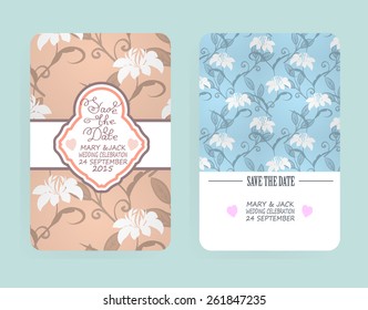 Set of card templates can be used for Save The Date, baby shower, Mothers Day, Valentines Day, birthday cards, invitations - vector illustration.