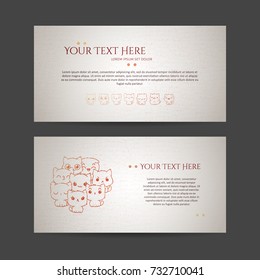 Set of card templates with cute cartoon cats and dogs with different emotions. Stickers and designs vector collection.
