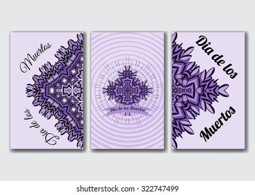 Set of the card templates for the Day of the Dead, invitation, flyer, leaflet. A5 Junior Legal (5*8 in) size proportion.