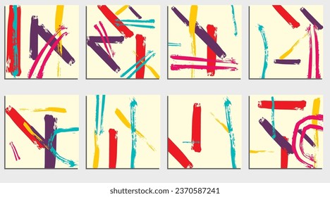 Set Of Card Templates With Hand Drawn Grungy Brush Strokes