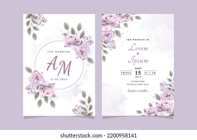 Set of card with watercolor hand drawn flower rose, leaves. Wedding ornament concept. Floral poster, invite. Vector decorative greeting card or invitation design background