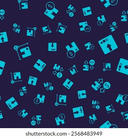 Set Cardboard box measurement, Carton cardboard,  and Tax on seamless pattern. Vector