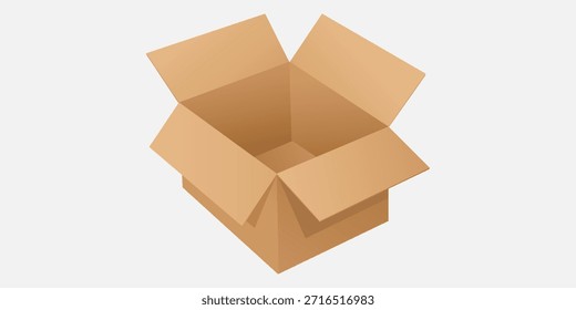 Conjunto de maquetas de caja de cartón de diferente tamaño. Aislado sobre fondo blanco. Imágenes de caja de embalaje de cartón de Vector.