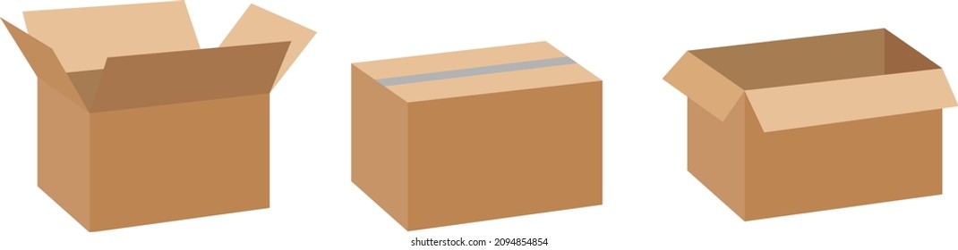 Set of cardboard box mockups. IVector carton packaging box images.