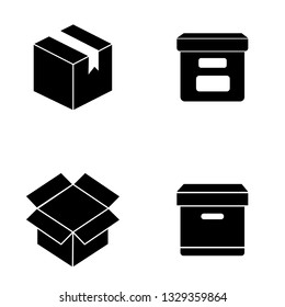 Set of cardboard box shape icons. Vector illustration - Vector