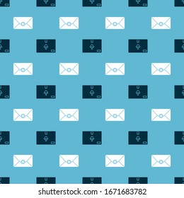 Set Cardboard box with traffic symbol  and Envelope  on seamless pattern. Vector
