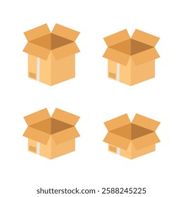 Set Of Cardboard Box Vector Design.