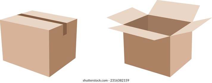 set of cardboard box vector icon	
