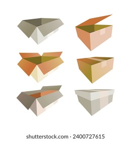 set of cardboard boxes bundle