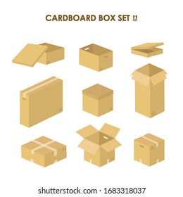 Conjunto de cajas de cartón aisladas en blanco. Entrega y embalaje. Transporte, envío.