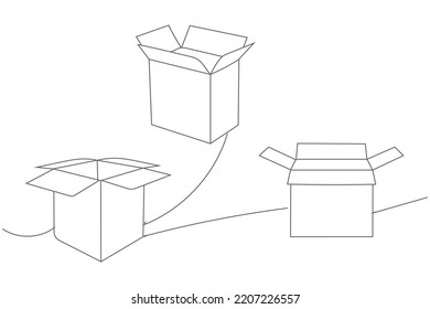 Juego de cajas de cartón ilustración vectorial de línea de arte