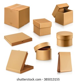 Set cardboard boxes, vector