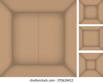 Set of cardboard boxes, view to bottom of box from top. vector illustration