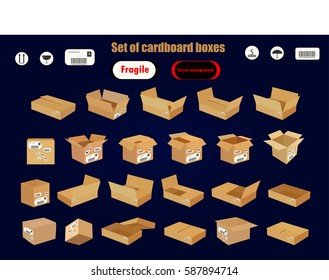 Set of cardboard boxes/Vector illustration