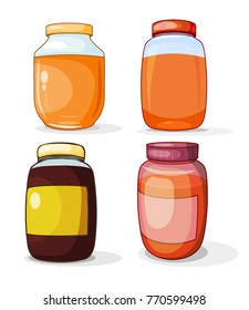  Set of cardboard cans on a white background. Vector illustration of four jars