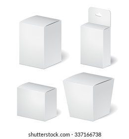 conjunto de cajas aisladas de cartón sobre el fondo blanco. burlarse, plantilla. vectorial