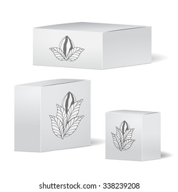 set of cardboard package isolated box on the white background. mock up, template. stock vector