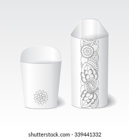 set of cardboard package isolated box with pattern on the white background. mock up, template. stock vector