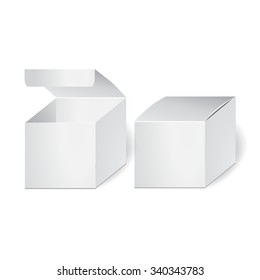 set of cardboard package isolated box on the white background. mock up, template. stock vector