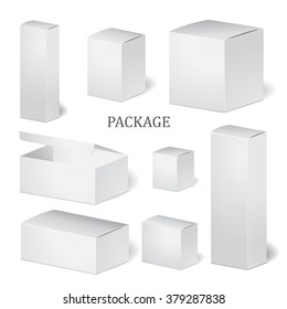 Set aus Pappverpackung einzeln. Muster, Vorlage. Stock-Vektorgrafik