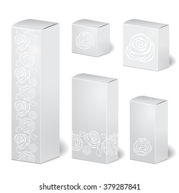 set of cardboard package isolated box. mock up, template. stock vector