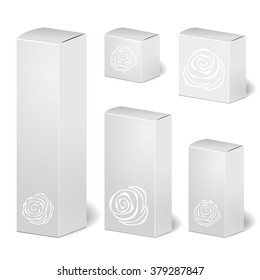 set of cardboard package isolated box. mock up, template. stock vector