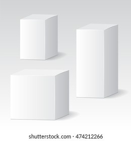 set of cardboard package isolated box on the white background. mock up, template. stock vector