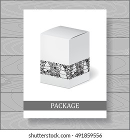 set of cardboard package. isolated box on the wood background. mock up, template. stock vector