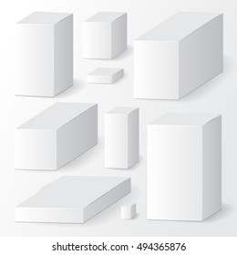 set of cardboard package. isolated box on the grey background. mock up, template. stock vector