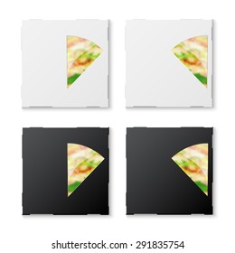 set of cardboard pizza box templates with shadows 