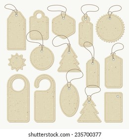 Set of cardboard tags of different shapes, vector. Each object can be used separately