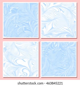 Set of card.Illusion wave,marble pattern.Abstract frozen vector background