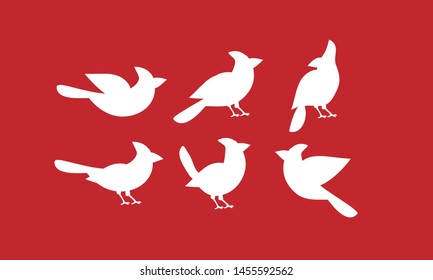 set of cardinal bird red logo icon designs vector illustration