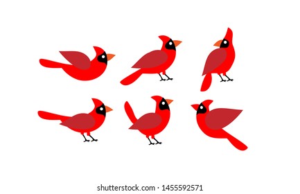 Set Cardinal Bird Red Logo Icon Stock Vector (Royalty Free) 1455592568 ...