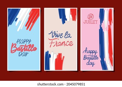 set cards of 14 juillet with decoration