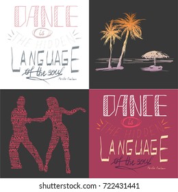 Set of cards about dance